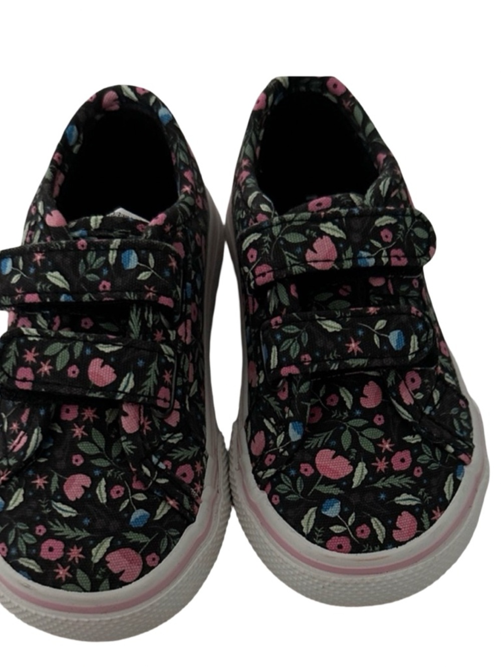 Wonder Nation Toddler Girl Floral Sneakers Size 7 Black Pink